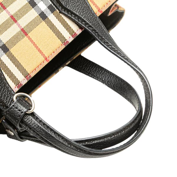 Pre-owned Burberry Medium House Check Canvas Banner Satchel Brown