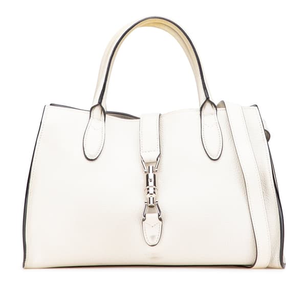 Pre-owned Gucci Small Grained Calfskin Soft Jackie Tote White