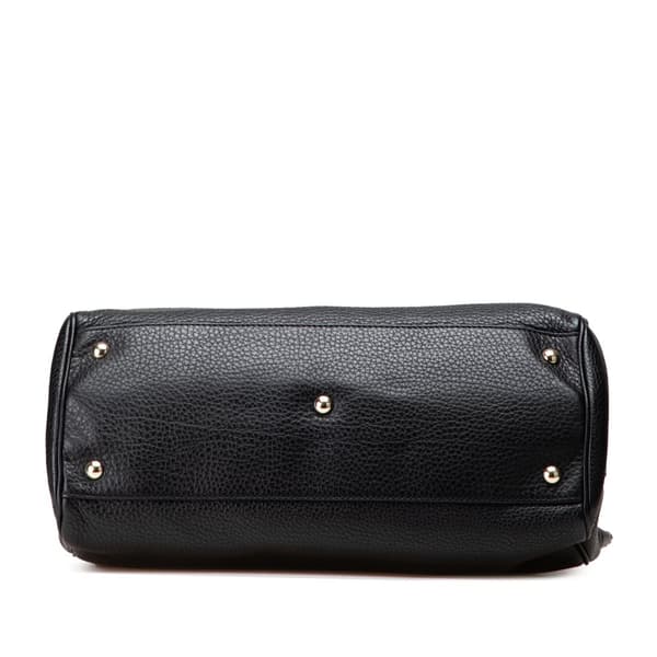 Pre-owned Gucci Medium Calfskin Bamboo Shopper Satchel Black