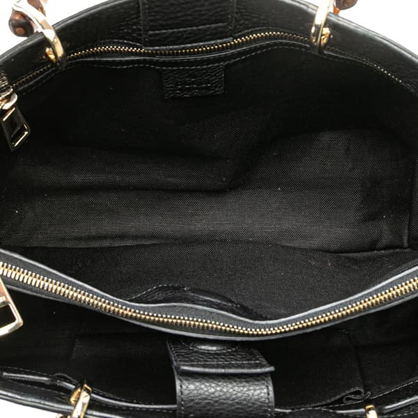 Pre-owned Gucci Medium Calfskin Bamboo Shopper Satchel Black