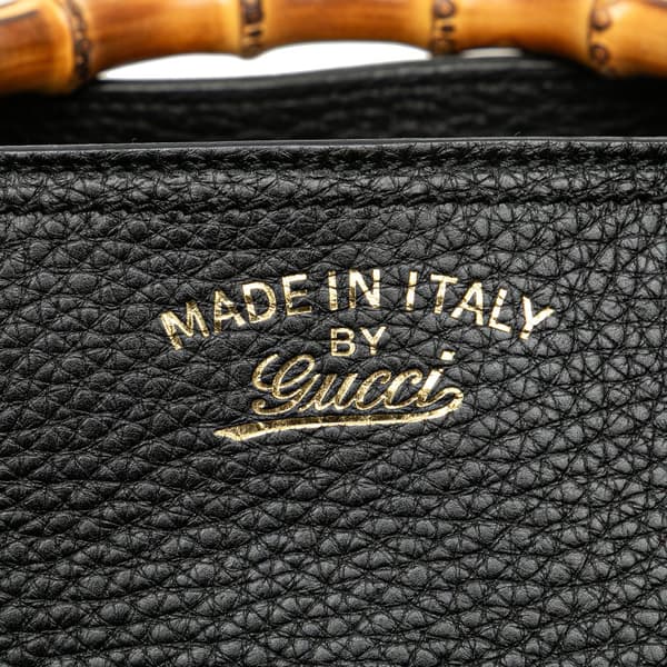 Pre-owned Gucci Medium Calfskin Bamboo Shopper Satchel Black