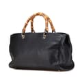 Miniatyrbilde 2 av 10: Pre-owned Gucci Medium Calfskin Bamboo Shopper Satchel Black