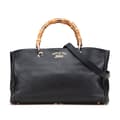 Miniatyrbilde 1 av 10: Pre-owned Gucci Medium Calfskin Bamboo Shopper Satchel Black