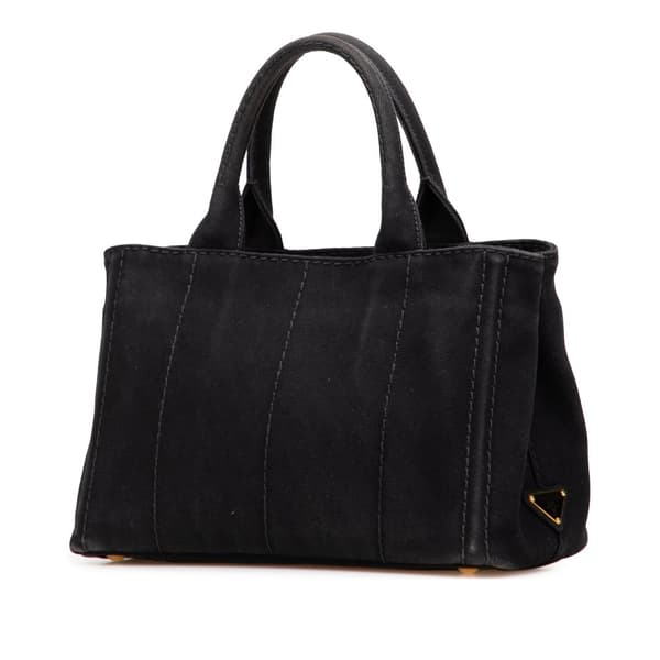 Pre-owned Prada Small Canvas Canapa Logo Satchel Black