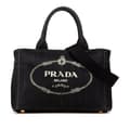 Miniatyrbild 1 av 10: Pre-owned Prada Small Canvas Canapa Logo Satchel Black