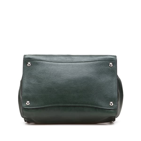 Pre-owned Prada Glace Calf Twin Pocket Satchel Green