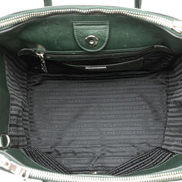 Pre-owned Prada Glace Calf Twin Pocket Satchel Green