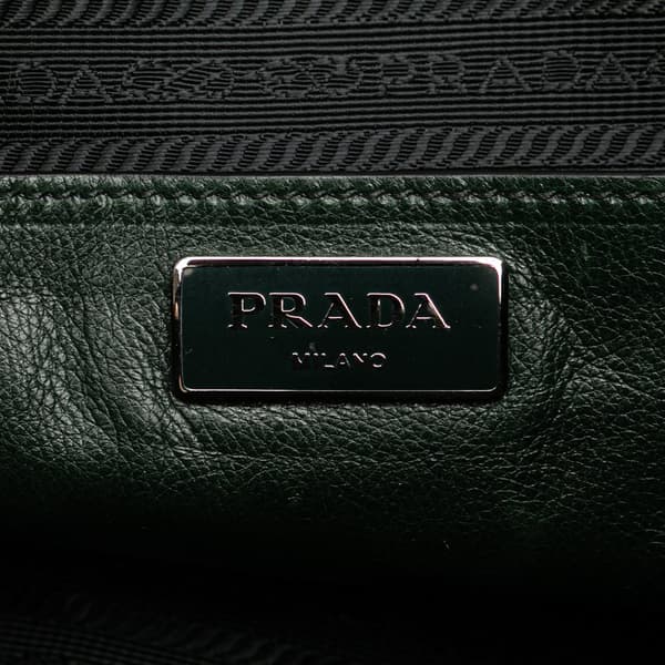Pre-owned Prada Glace Calf Twin Pocket Satchel Green