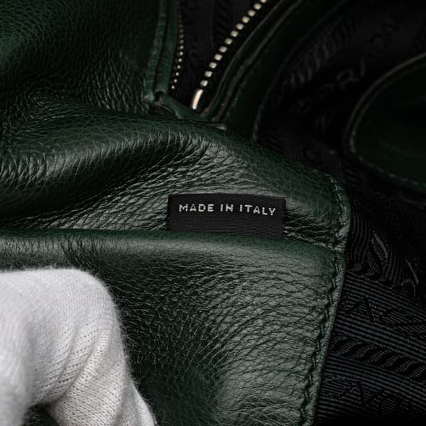 Pre-owned Prada Glace Calf Twin Pocket Satchel Green