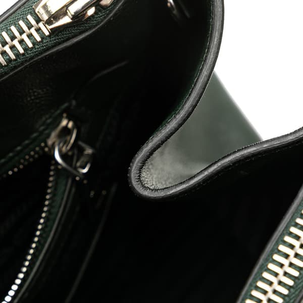 Pre-owned Prada Glace Calf Twin Pocket Satchel Green