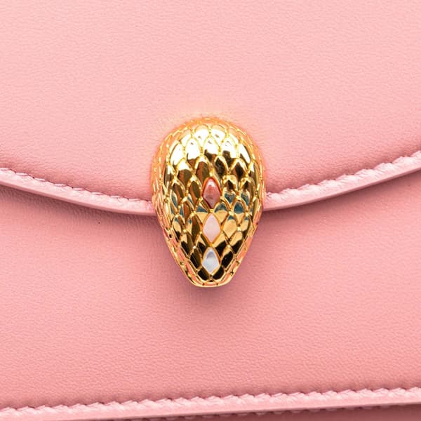 Pre-owned Bvlgari Limited Edition Calfskin Serpenti Forever Chain Top Handle Bag Pink