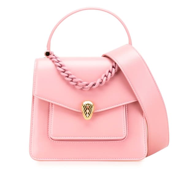 Pre-owned Bvlgari Limited Edition Calfskin Serpenti Forever Chain Top Handle Bag Pink
