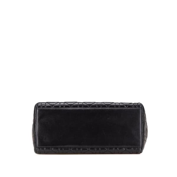 Pre-owned Dior Medium Lambskin Cannage Lady Dior Black