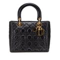 Miniatyrbillede 1 af 10: Pre-owned Dior Medium Lambskin Cannage Lady Dior Black