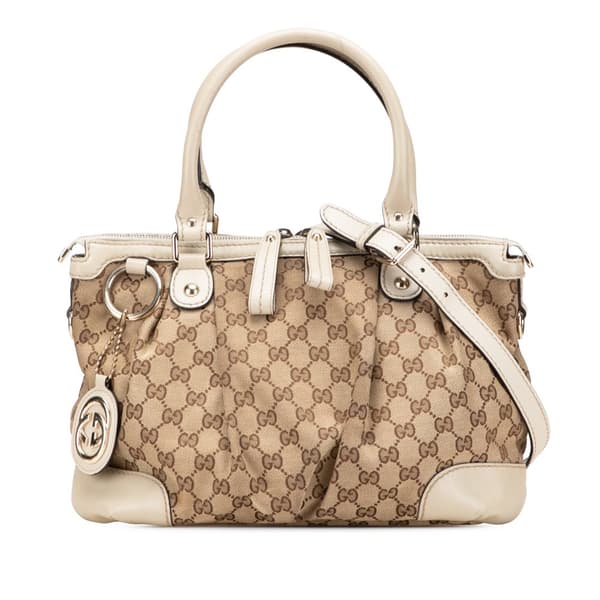 Pre-owned Gucci GG Canvas Sukey Satchel Brown