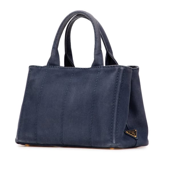 Pre-owned Prada Small Canvas Canapa Logo Satchel Blue