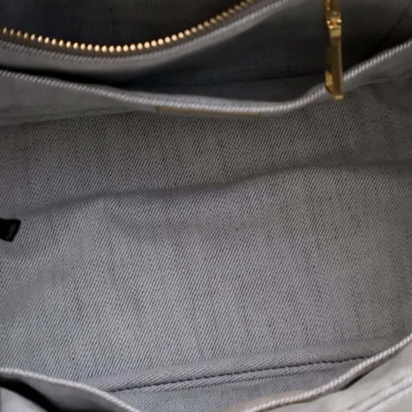 Pre-owned Prada Small Denim Canapa Logo Satchel Gray