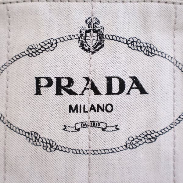 Pre-owned Prada Small Denim Canapa Logo Satchel Gray