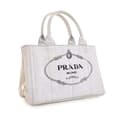 Pikkukuva 2 / 7: Pre-owned Prada Small Denim Canapa Logo Satchel Gray