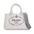 Pikkukuva 1 / 7: Pre-owned Prada Small Denim Canapa Logo Satchel Gray
