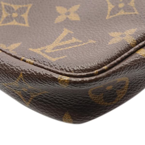 Pre-owned Louis Vuitton LOUIS VUITTON Pochette Accessoires Monogram Handbag M51980 PVC coated canvas leather Brown Used Women