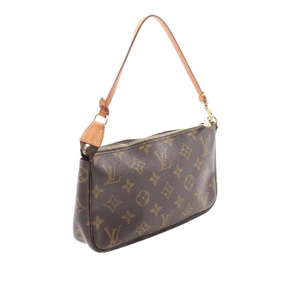 Pre-owned Louis Vuitton LOUIS VUITTON Pochette Accessoires Monogram Handbag M51980 PVC coated canvas leather Brown Used Women