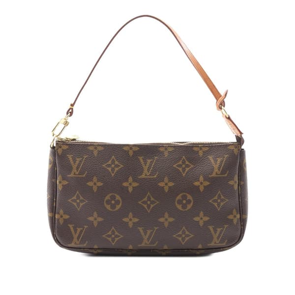 Pre-owned Louis Vuitton LOUIS VUITTON Pochette Accessoires Monogram Handbag M51980 PVC coated canvas leather Brown Used Women
