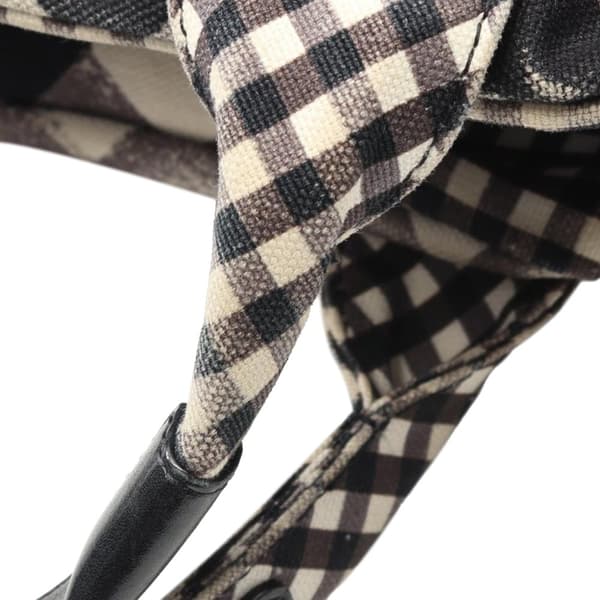 Pre-owned Chanel Small Canvas Printed CC Gingham Handbag Black