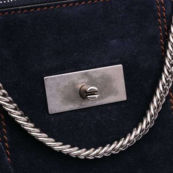 Pre-owned Givenchy Small Suede Fringe GV3 Satchel Blue