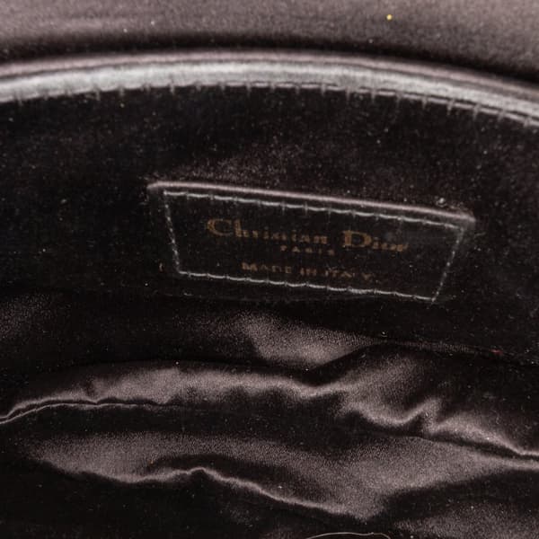Pre-owned Dior Mini Satin Crystal Embellished Saddle Bag Black