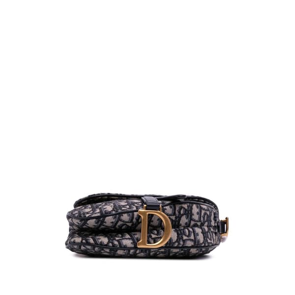 Pre-owned Dior Mini Oblique Canvas Saddle Bag Blue