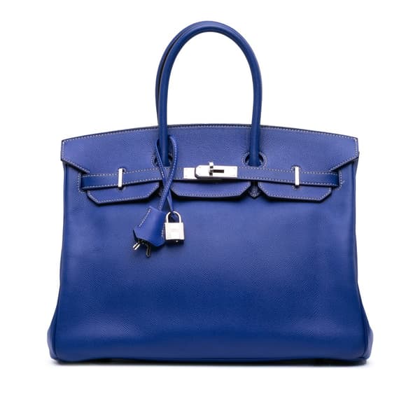 Pre-owned Hermès Epsom Candy Birkin Retourne 35 Blue