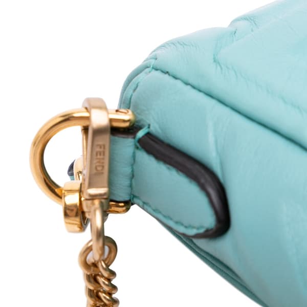 Pre-owned Fendi Mini Zucca Embossed Leather Baguette Satchel Blue
