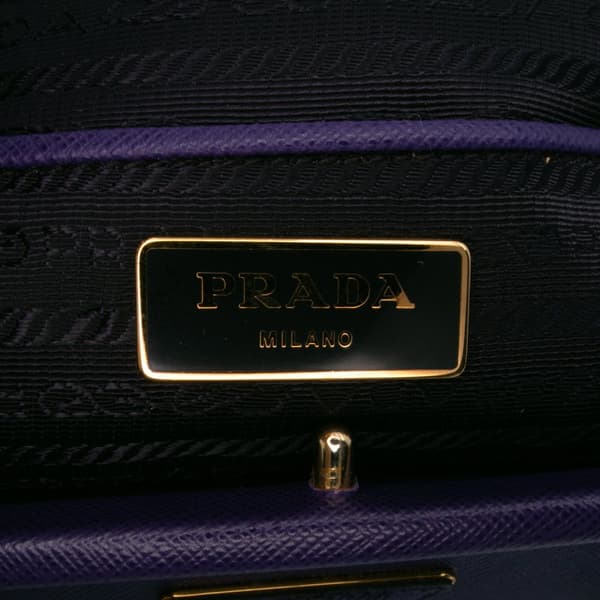 Pre-owned Prada Saffiano Lux Frame Handbag Purple