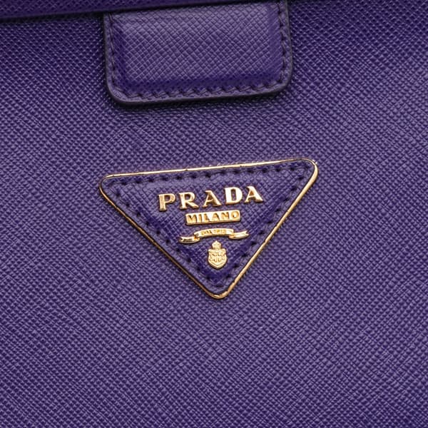 Pre-owned Prada Saffiano Lux Frame Handbag Purple