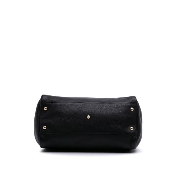 Pre-owned Gucci Medium Calfskin Bamboo Shopper Boston Bag Black