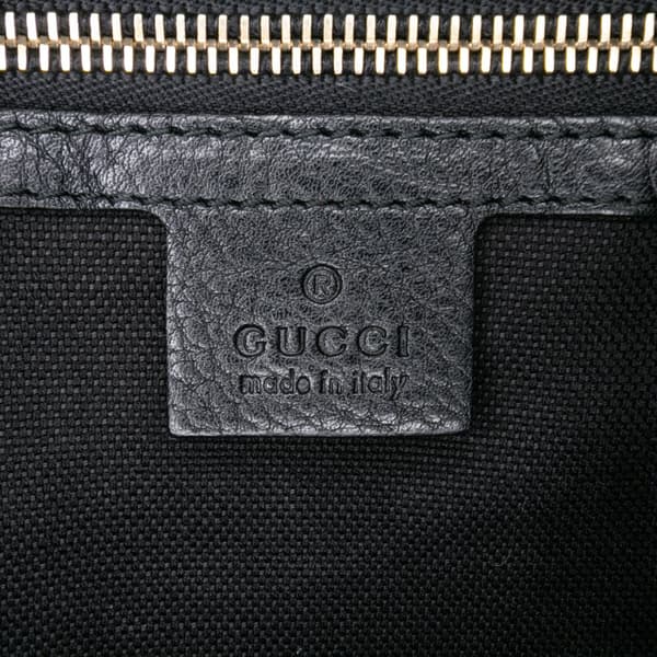 Pre-owned Gucci Medium Calfskin Bamboo Shopper Boston Bag Black
