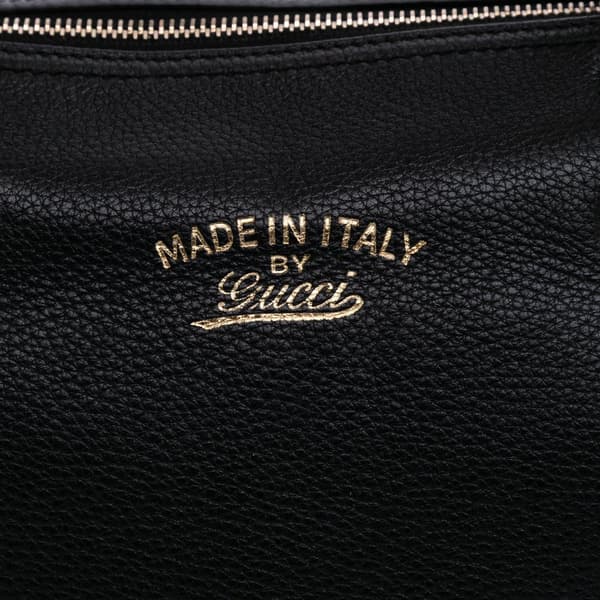 Pre-owned Gucci Medium Calfskin Bamboo Shopper Boston Bag Black