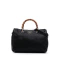 Miniatyrbild 1 av 10: Pre-owned Gucci Medium Calfskin Bamboo Shopper Boston Bag Black