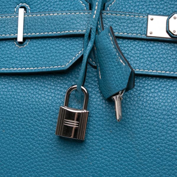 Pre-owned Hermès Togo Birkin Retourne 40 Blue