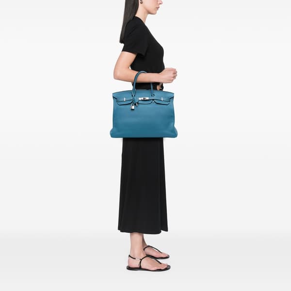 Pre-owned Hermès Togo Birkin Retourne 40 Blue