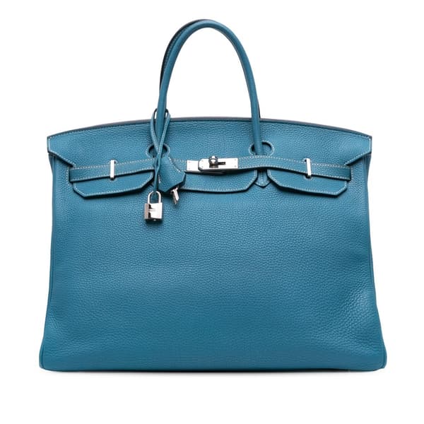 Pre-owned Hermès Togo Birkin Retourne 40 Blue