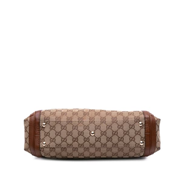 Pre-owned Gucci GG Canvas Bella Satchel Brown