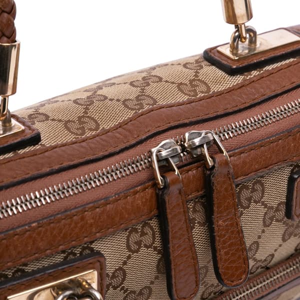 Pre-owned Gucci GG Canvas Bella Satchel Brown