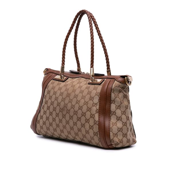 Pre-owned Gucci GG Canvas Bella Satchel Brown
