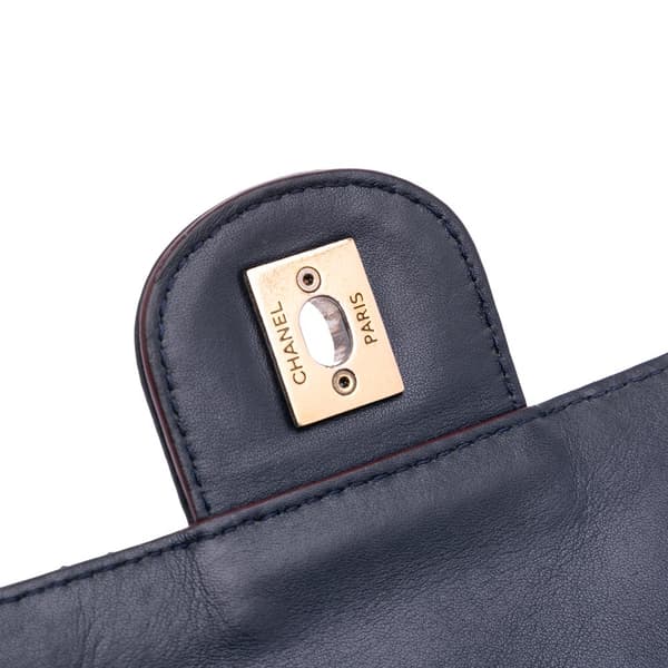 Pre-owned Chanel Medium Quilted Glazed Calfskin Perfect Edge Flap Blue