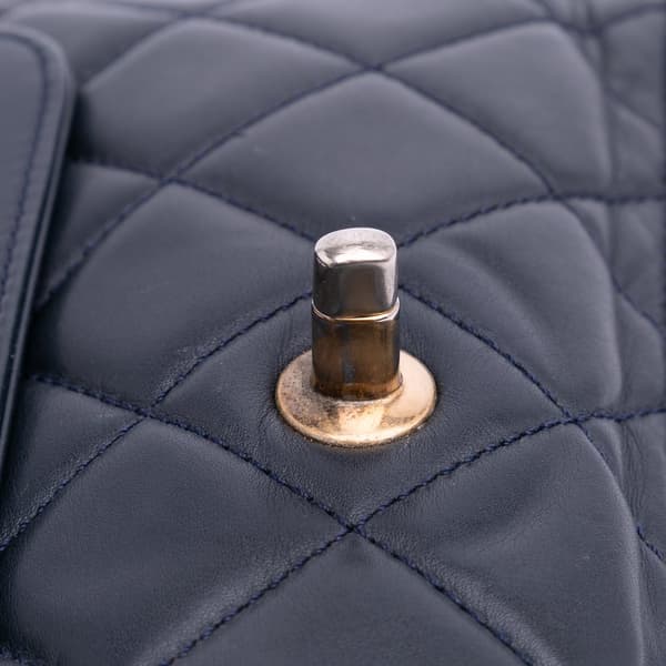 Pre-owned Chanel Medium Quilted Glazed Calfskin Perfect Edge Flap Blue