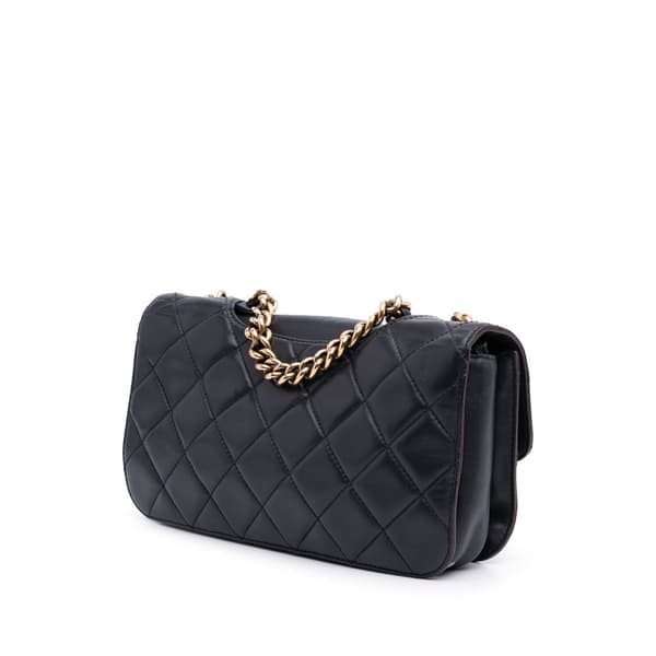 Pre-owned Chanel Medium Quilted Glazed Calfskin Perfect Edge Flap Blue