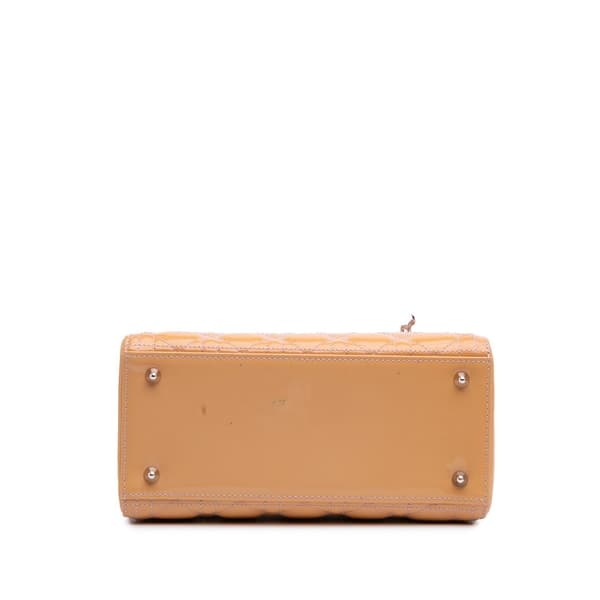 Pre-owned Dior Medium Patent Cannage Lady Dior Brown