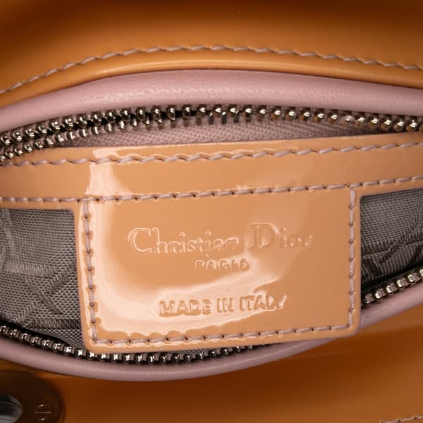 Pre-owned Dior Medium Patent Cannage Lady Dior Brown